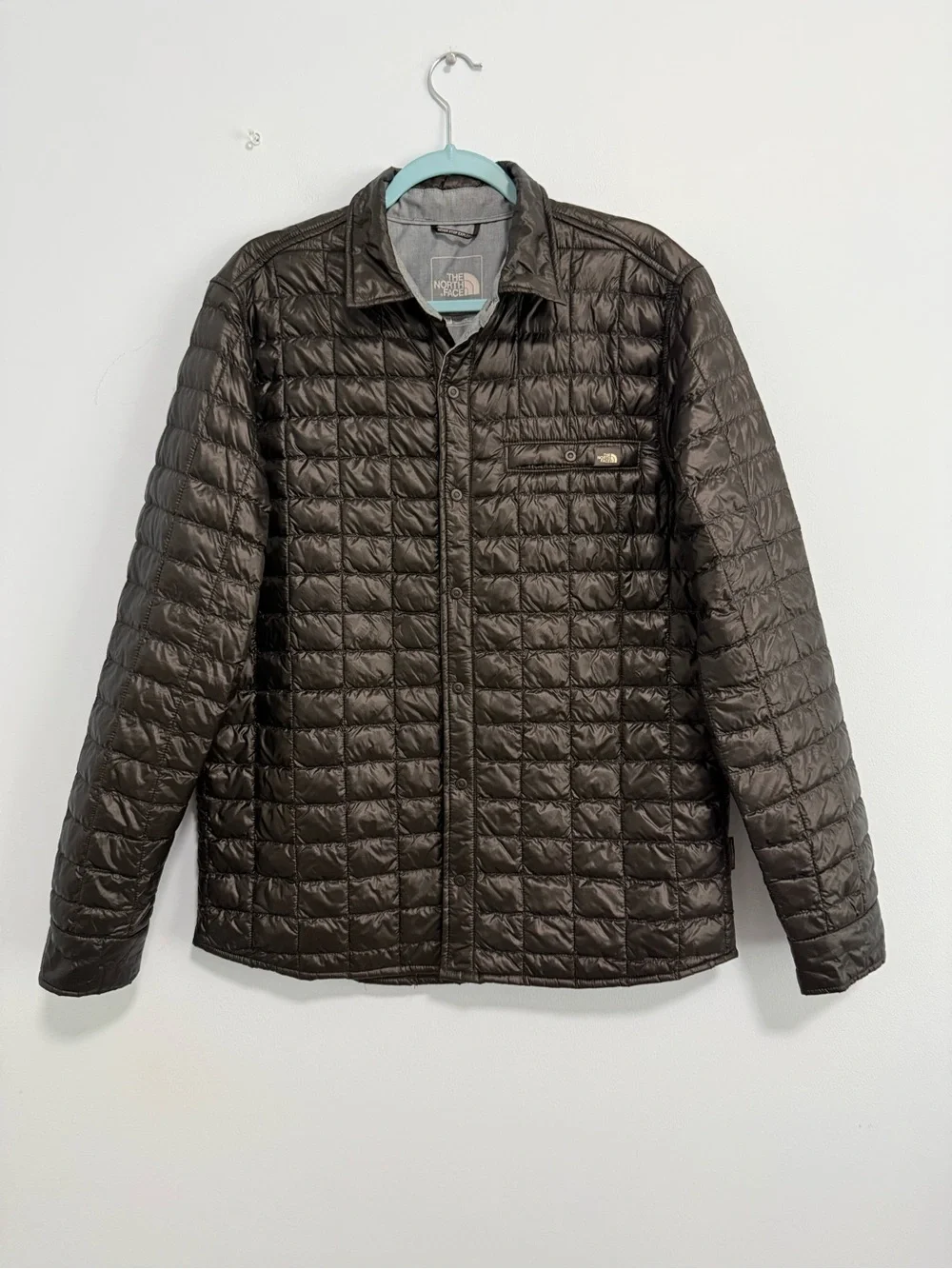 The North Face ThermoBall Shirt Jacket Men’s Size M Black Quilted Insulated Snap